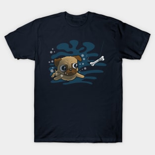 Cute Funny Pug Swimming Ala Nirvana for Pug Lovers T-Shirt